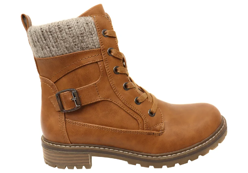 Stylish boots with faux fur trim-CC Resorts Gilly Womens Comfortable Lace Up Boots