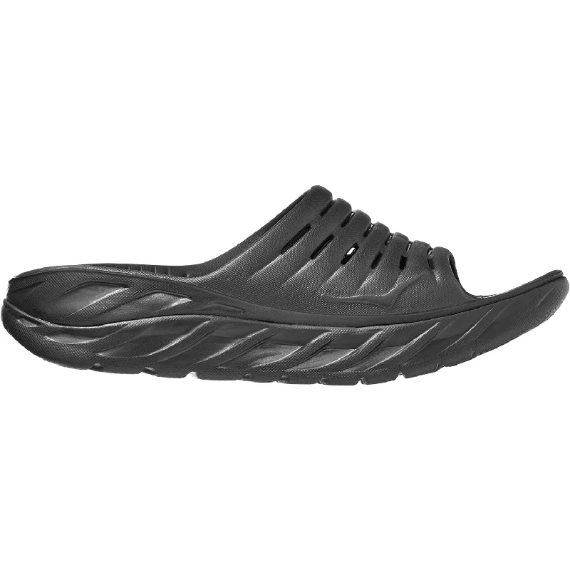 fashionable sandals with embellishments -Unisex Hoka Ora Recovery Slide Black EVA