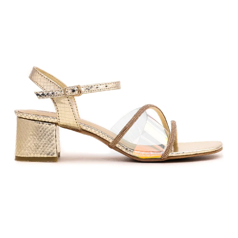 sandals with low heels for comfort -Golden Fancy Sandal FN5576