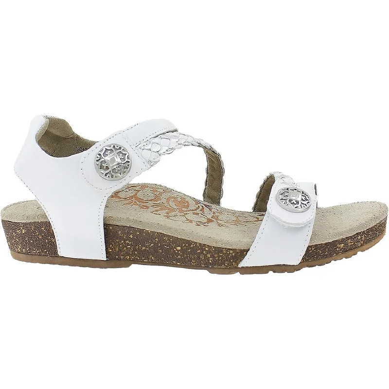 versatile sandals for sightseeing trips -Women's Aetrex Jillian White Leather