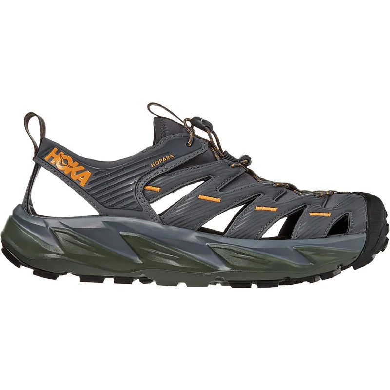 trendy summer sandals with embellishments -Men's Hoka One One Hopara Castlerock/Thyme Synthetic