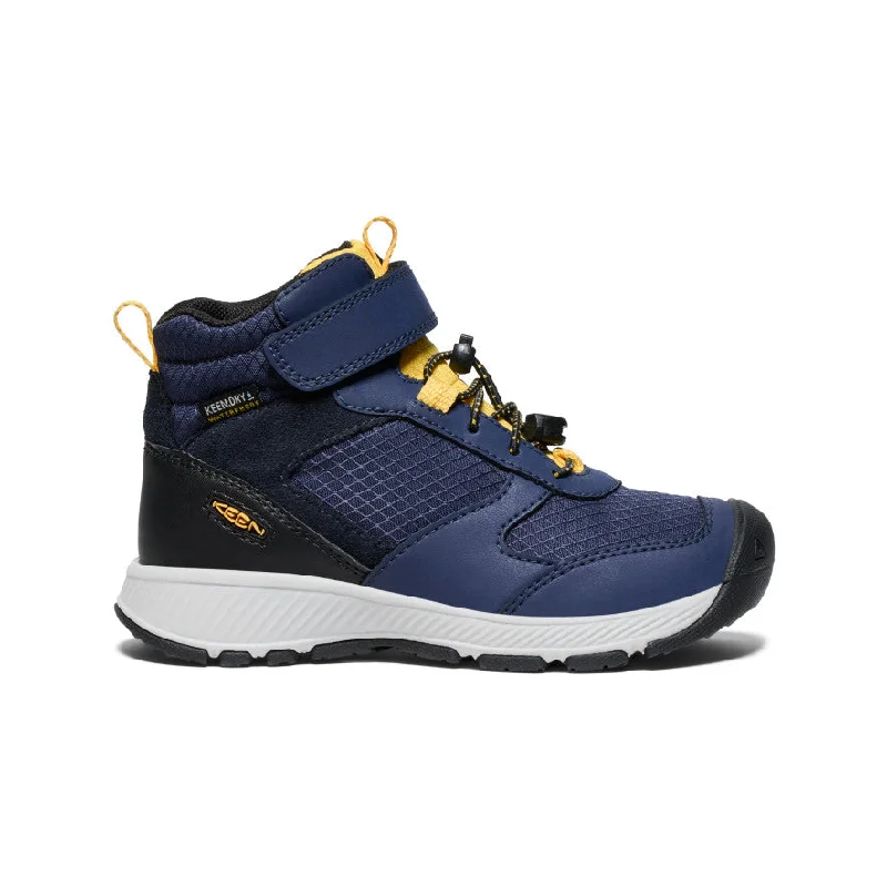 Trendy winter boots for men with rubber soles-Little Kids' Skua Waterproof Boot  |  Naval Academy/Yolk Yellow