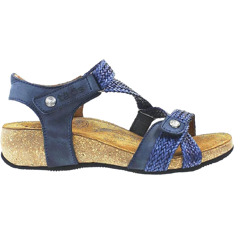 eco-conscious sandals for a sustainable summer -Women's Taos Trulie Navy Leather