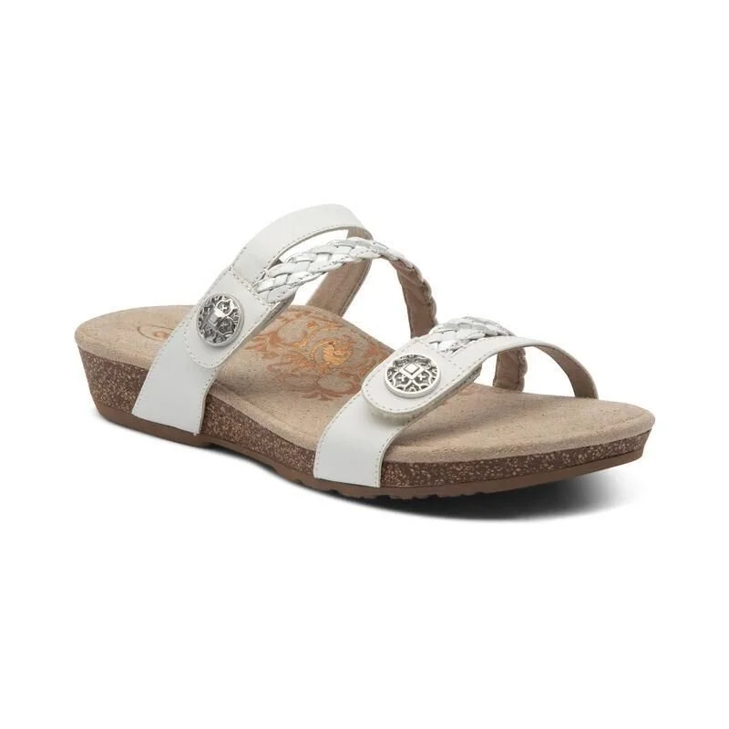 sandals for summer activities and sightseeingJaney Braided Slide White