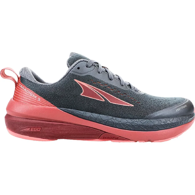 Women's Altra Paradigm 5 Grey/Coral/Port Fabric Mesh