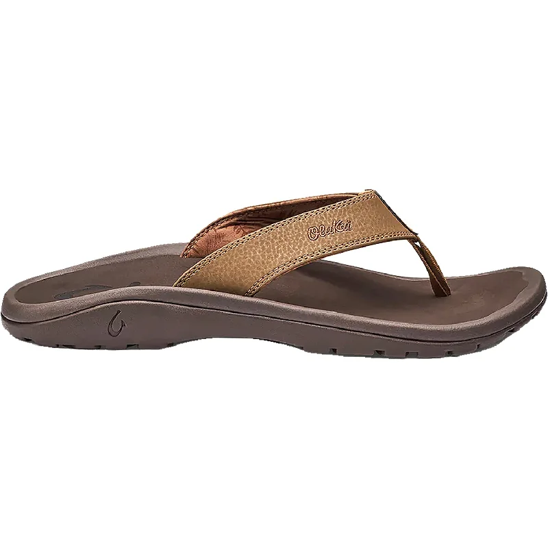 adjustable sandals for comfort -Men's OluKai Ohana Tan/Dark Java Synthetic