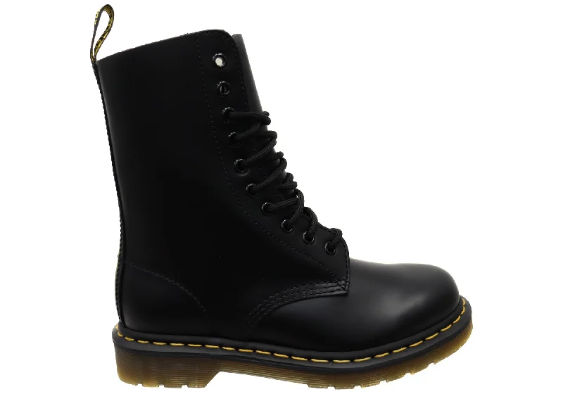 Comfortable winter boots for long hikes-Dr Martens 1490 Black Smooth Unisex Leather Lace Up Fashion Boots