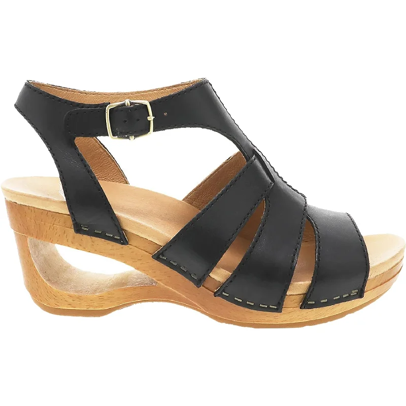 sandals with a cushioned footbed for all-day wearWomen's Dansko Trudy Black Waxy Calf Leather