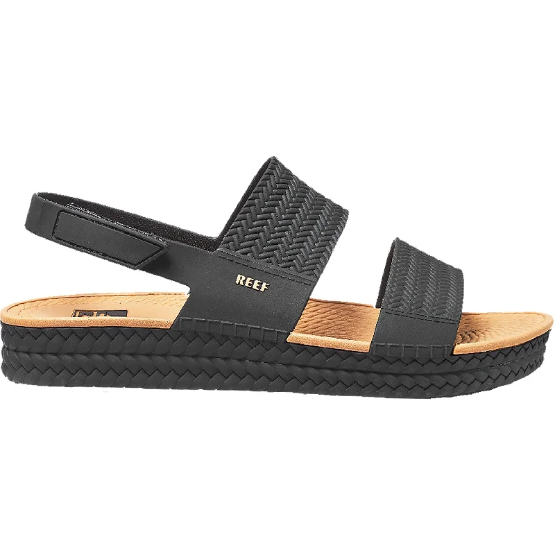 sandals for men with arch support -Women's Reef Water Vista Black/Tan Synthetic