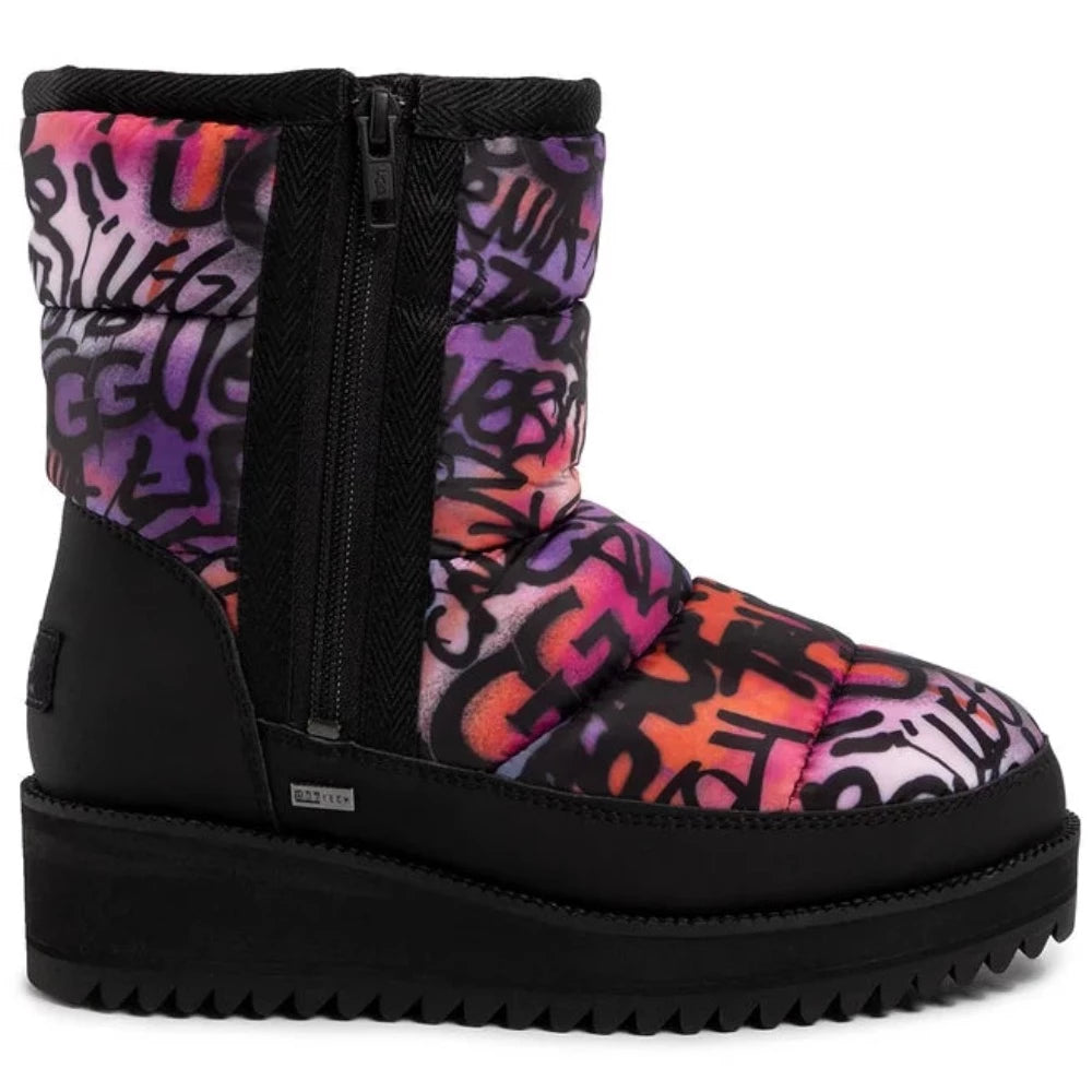 Comfortable boots with faux fur trim-Ugg Women's Ridge Graffiti Pop Puffer Boot Multi