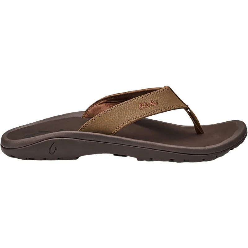 sandals for relaxing beachside afternoonsMen's OluKai Nui Dark Shadow / Charcoal Leather