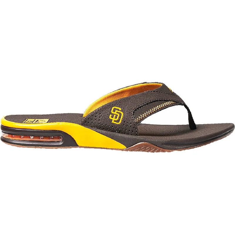 sandals with stylish buckles for design -Men's Reef Fanning X MLB Padres Brown/Yellow Synthetic