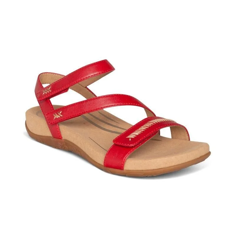 sandals for year-round wear -Aetrex Gabby Adjustable Quarter Strap Sandal Red