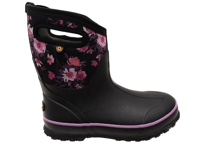 Classic ankle boots with faux shearling lining-Bogs Womens Classic Mid Painterly Comfortable Gumboots