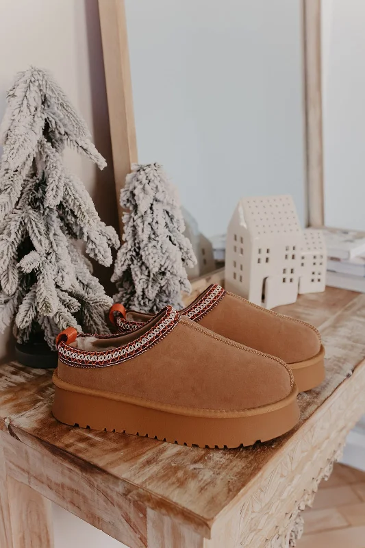 Tessa Camel Platform Cozy Slippers