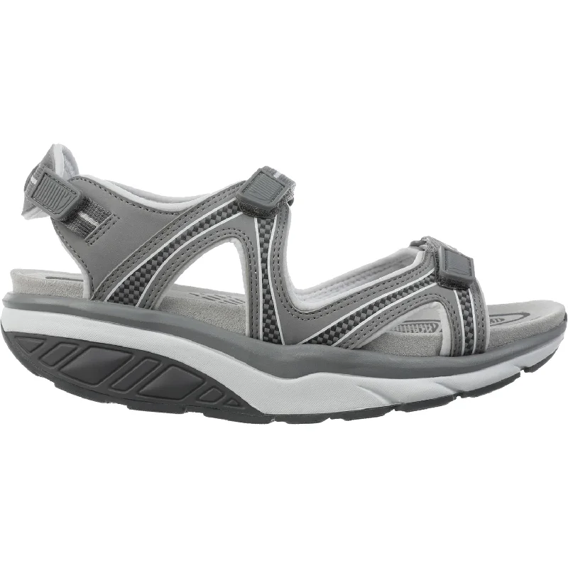 sandals with a platform for extra height -Women's MBT Lila 6 Black/Charcoal Synthetic