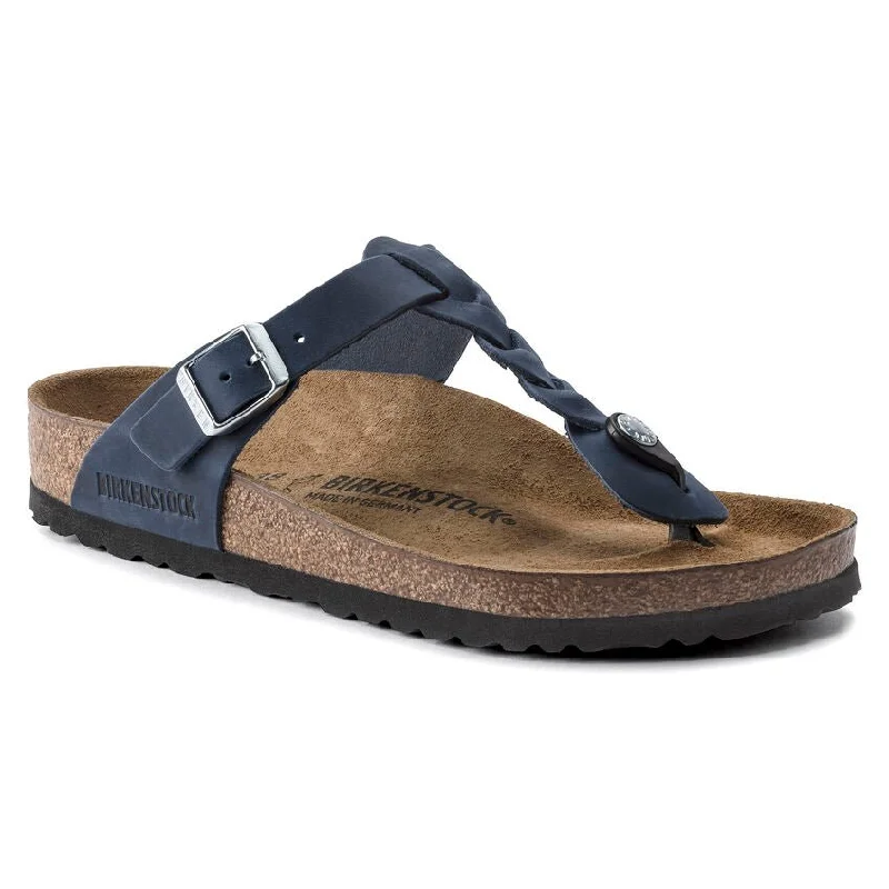 sandals for work comfort -Gizeh Oiled Leather Navy