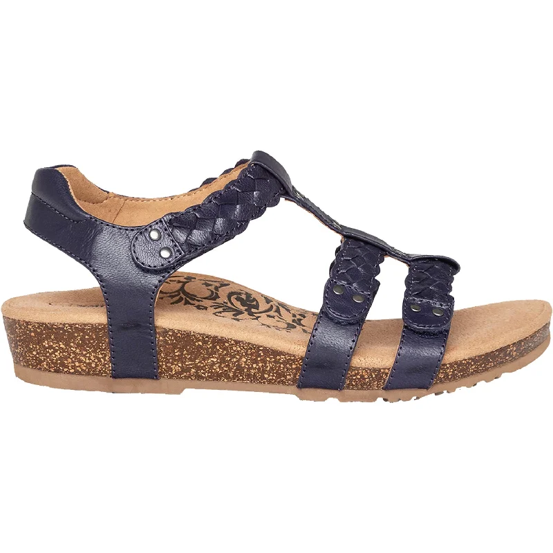 fashion-forward sandals for summer -Women's Aetrex Reese Navy Leather