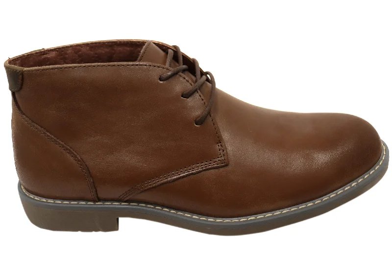 Affordable boots for women-Hush Puppies Terminal Mens Extra Wide Width Brown Leather Boots