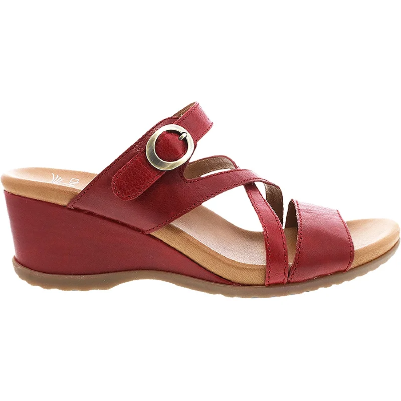 sandals for wide feet -Women's Dansko Ana Red Glazed Calf Leather