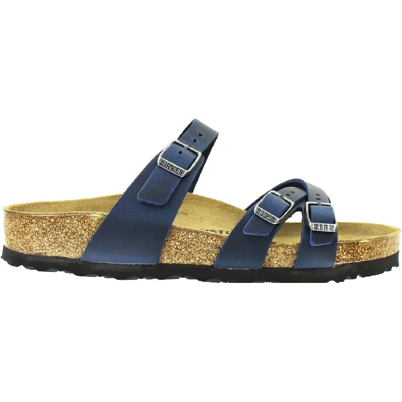 sandals for traveling in the heatWomen's Birkenstock Franca Blue Oiled Leather