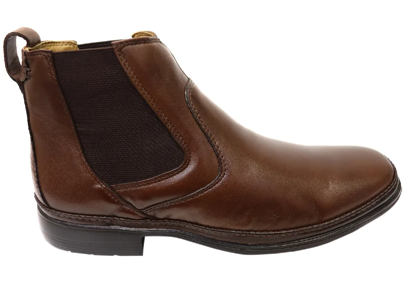 Comfortable boots for winter with rubber sole-Savelli Liam Mens Comfort Leather Chelsea Dress Boots Made In Brazil