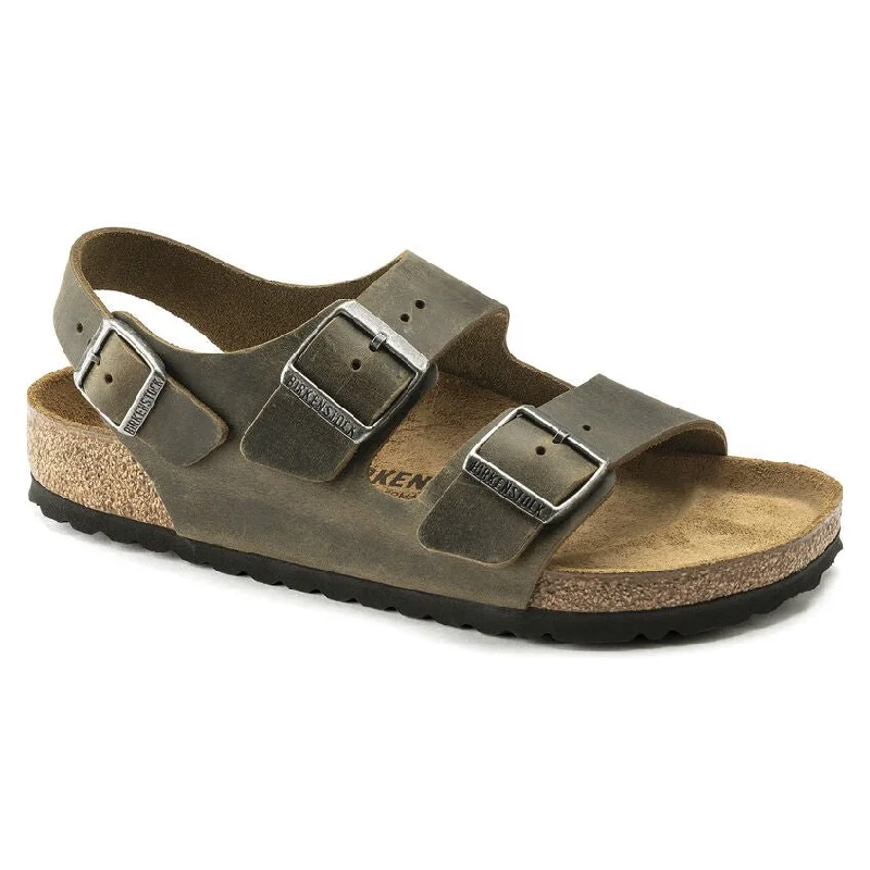 sandals with metal accents for style -Birkenstock Milano BS Faded Khaki