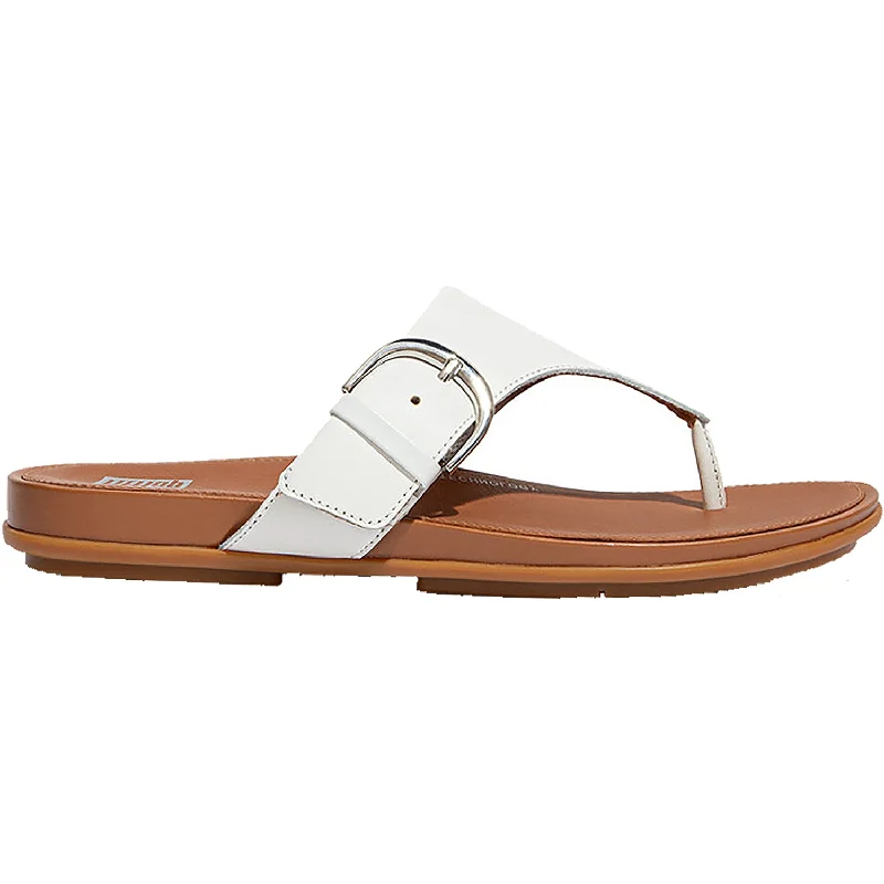 breathable sandals for hot weather -Women's FitFlop Graccie Toe-Post Urban White Leather