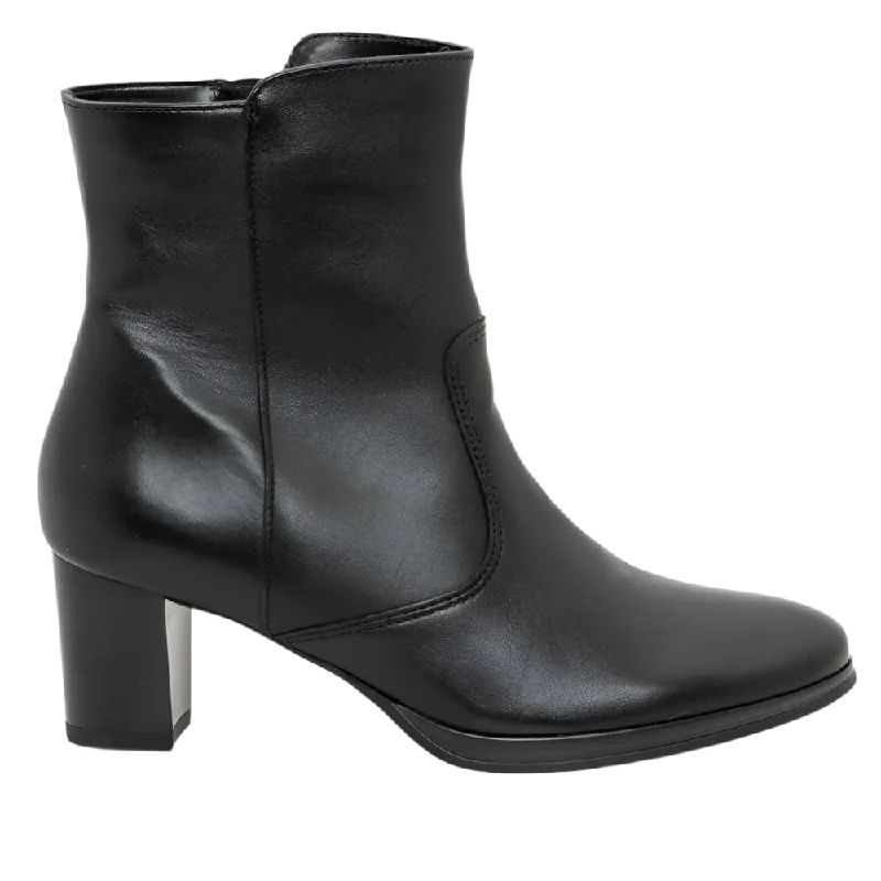 Warm boots for cold weather-Ara Women's Osmanthus Zip Heel Boot Black Nappa Leather