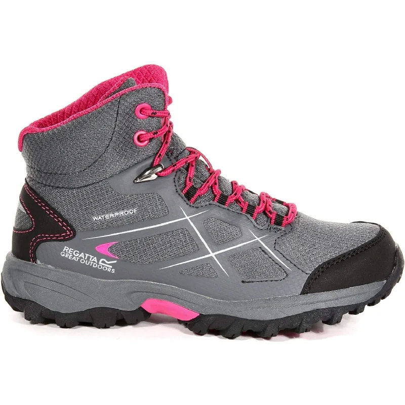 Flat boots for women-Regatta Kota Mid Junior Waterproof Walking Boots - Grey