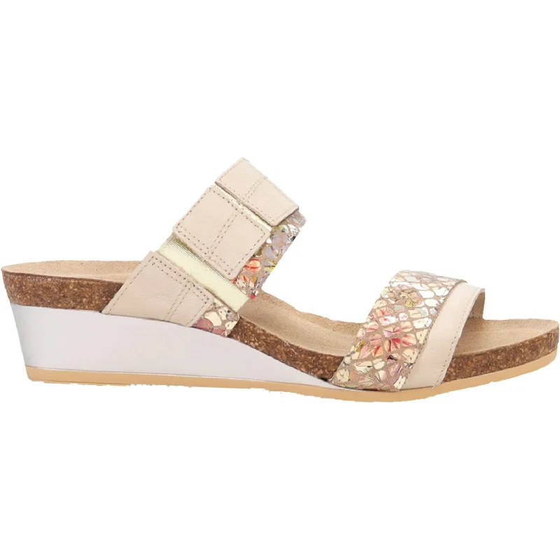 sandals for all-day comfort while sightseeing -Women's Naot Royalty Soft Ivory/Golden Floral Leather