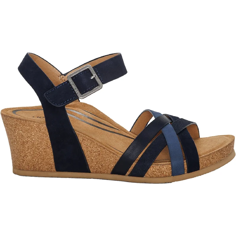 sandals for casual adventures -Women's Aetrex Noelle Navy Multi Leather