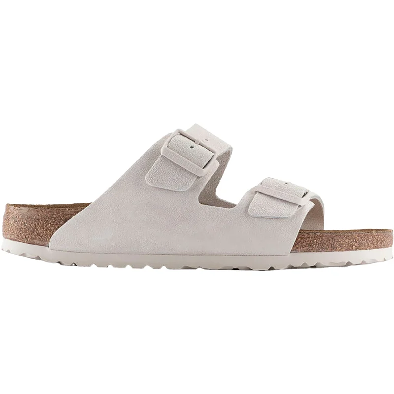 sandals for all-day use during sightseeingUnisex Birkenstock Arizona Soft Footbed Antique White Suede