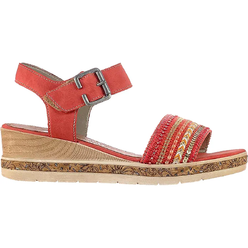 sandals for comfortable walks in tropical heatWomen's Remonte D3051-33 Jerilyn 51 Coralle/Blut Orange Leather