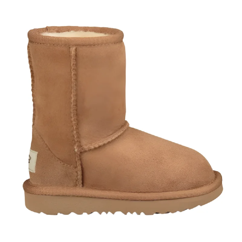 Tall boots with faux fur lining-Ugg Toddler Girls Classic Short II Suede Boot Chestnut