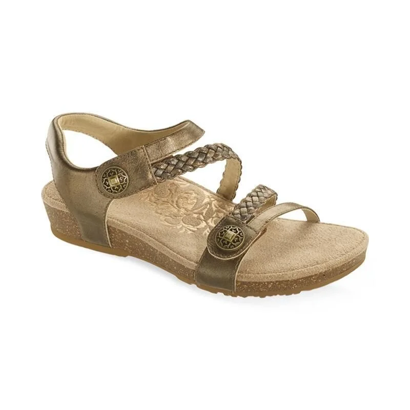 lightweight sandals with adjustable straps -Jillian Braided Quarter Strap Bronze