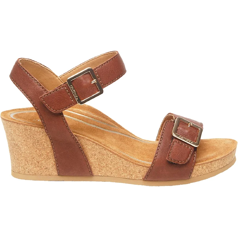 durable sandals for travel -Women's Aetrex Lexa Walnut Leather