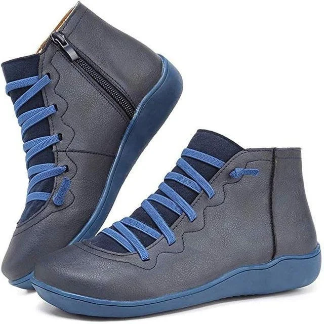 Stylish winter boots for men-Groovywish Women Leather Waterproof Orthopedic Vintage Boots