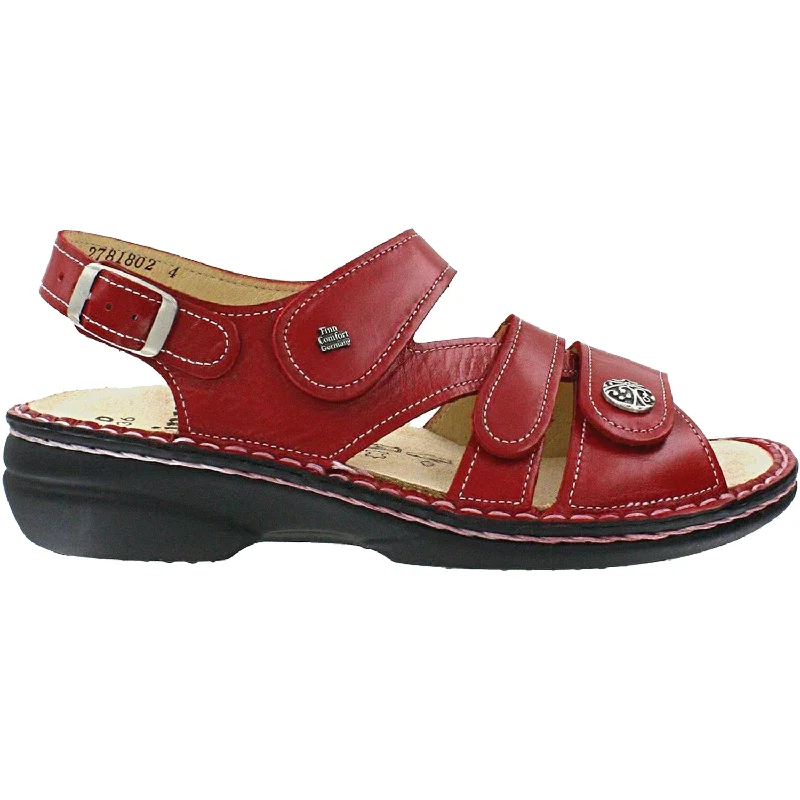 sandals for the pool -Women's Finn Comfort Gomera Soft Red Leather