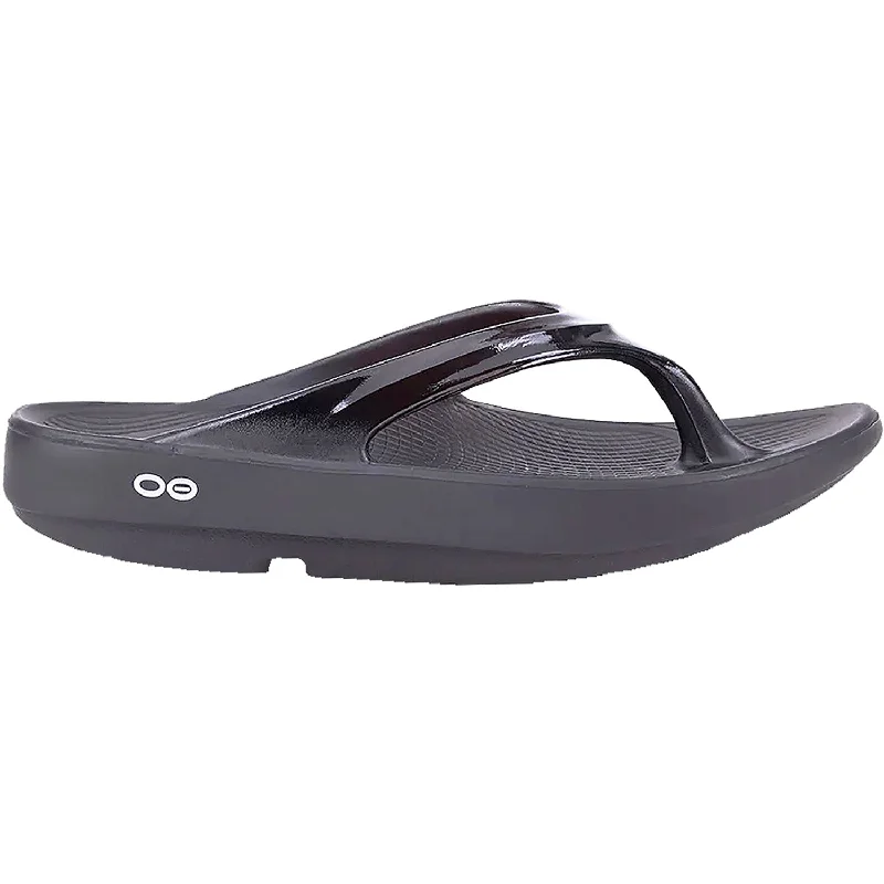 sandals for city exploration during the summerWomen's OOFOS OOlala Black Synthetic