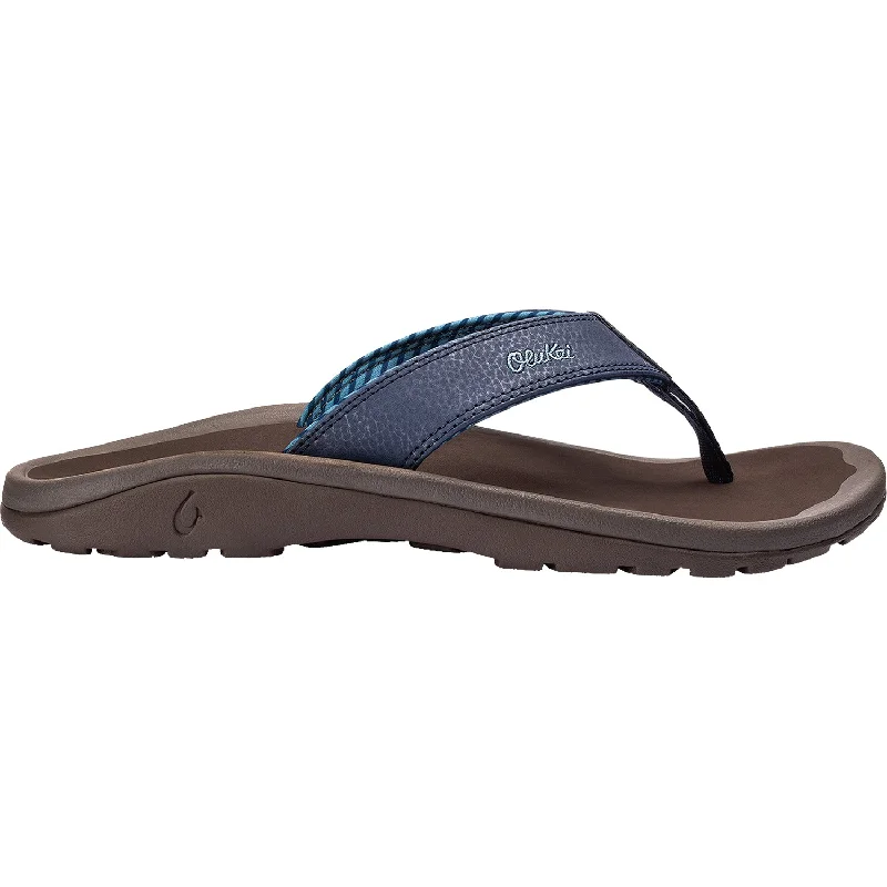 sandals for casual beach wear -Men's OluKai Ohana Blue Depth/Espresso Synthetic