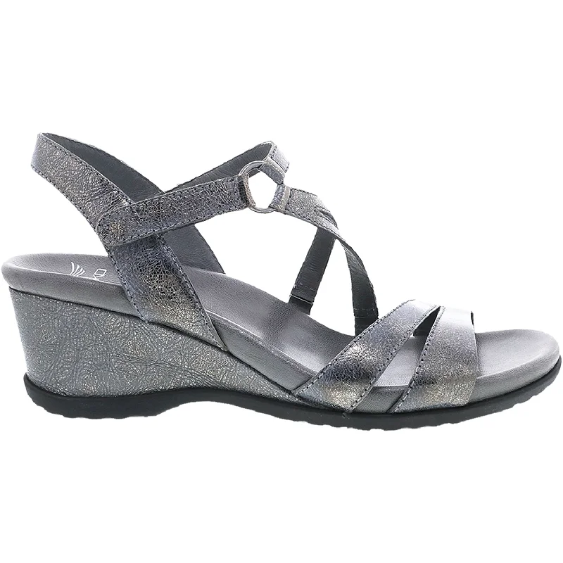 sandals for plantar fasciitis -Women's Dansko Addyson Pewter Metallic Distressed Leather