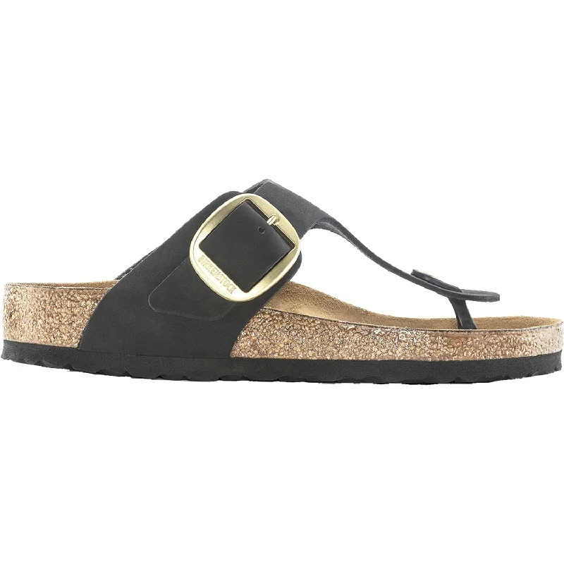 sandals for hot summer days at the beachWomen's Birkenstock Gizeh Big Buckle Black Nubuck