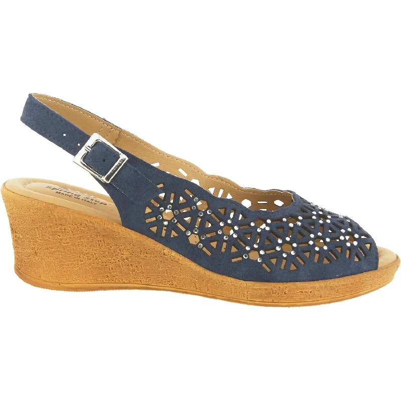 sandals for a stylish vacation wardrobeWomen's Spring Step Saibara Navy Suede