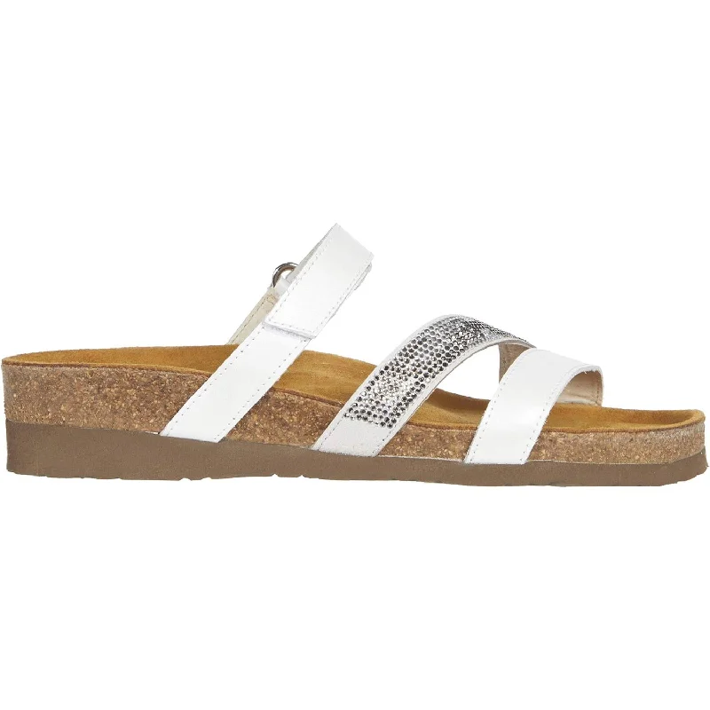 sandals for a comfortable outdoor stroll -Women's Naot Columbus White Pearl/White Multi Rivets Leather