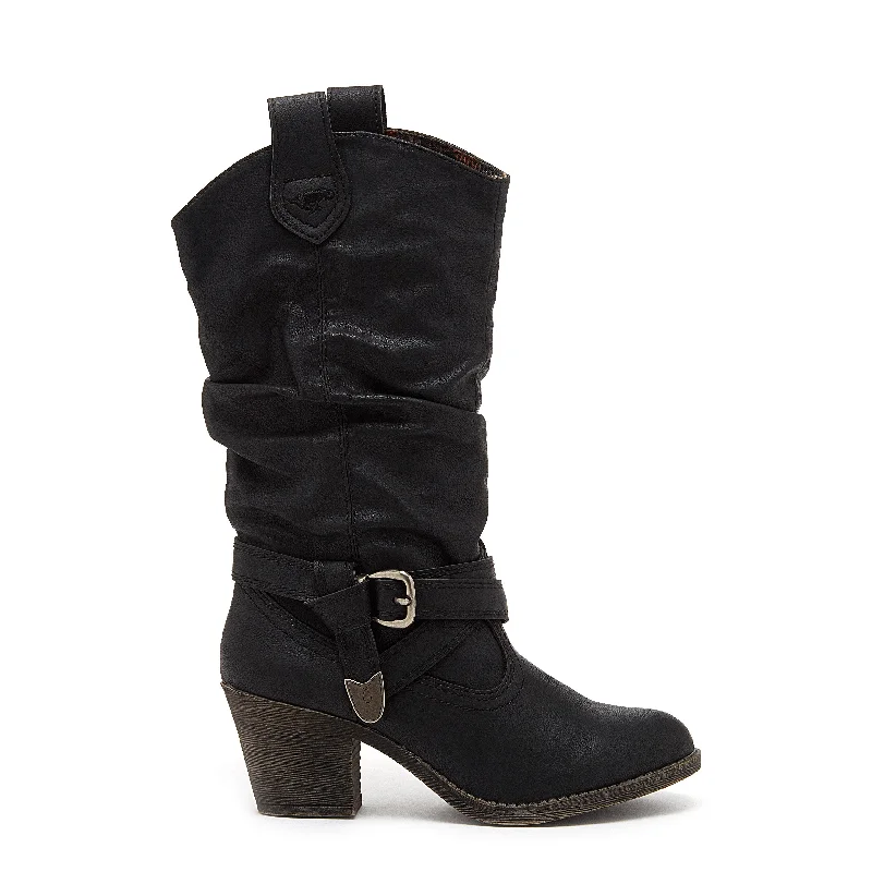 Flat boots for women-Sidestep Black Western Boot