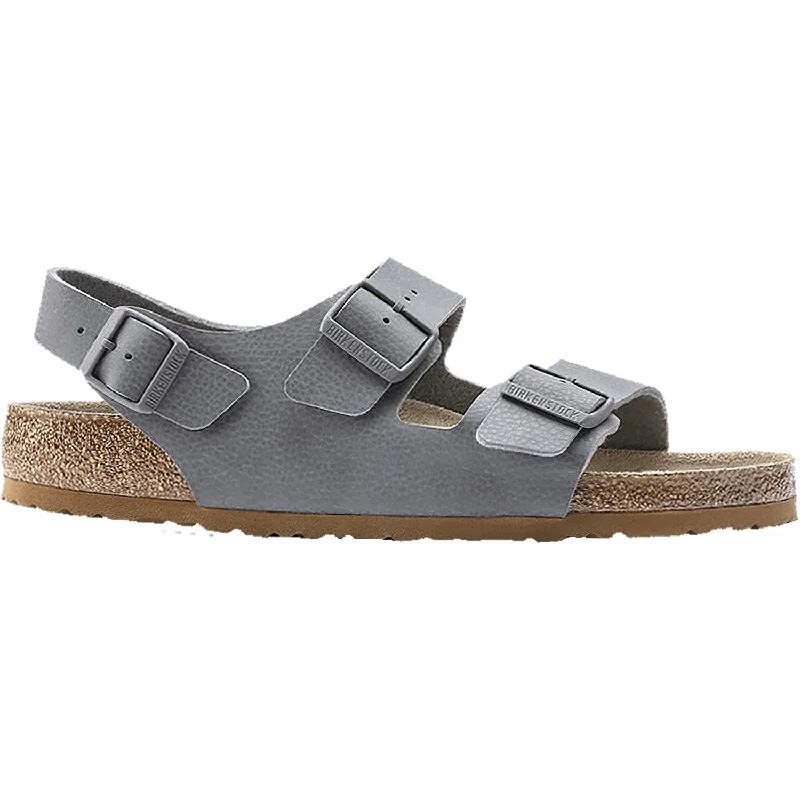 sandals for easy slip-on summer wearMen's Birkenstock Milano Soft Footbed Desert Soil Grey Birko-Flor