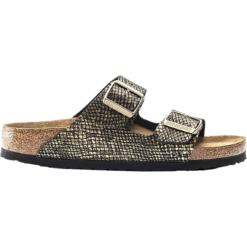 sandals with extra footbed cushioning for comfortWomen's Birkenstock Arizona Python Black Microfiber