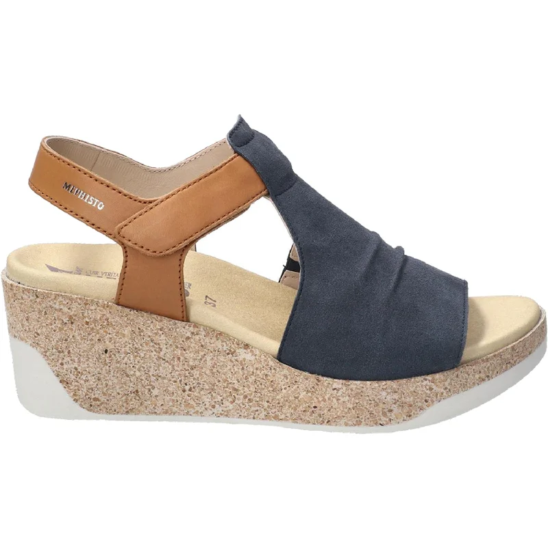 sandals for stylish beachside getawaysWomen's Mephisto Galiane Jeans Blue Leather/Suede