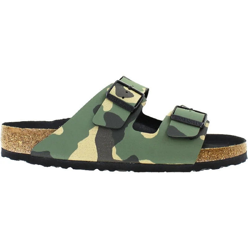 sandals for walking comfortably on rocky terrainMen's Birkenstock Arizona Camo Beige Birko-Flor